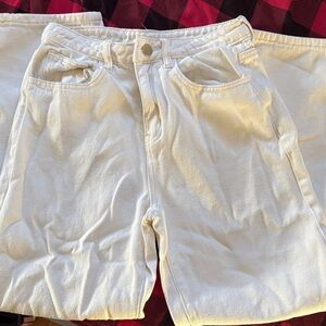 Women's Cream Wide Leg Jeans